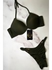 Хаки раздельный купальник push-up 3D бразилиана на регуляторах Анжелика